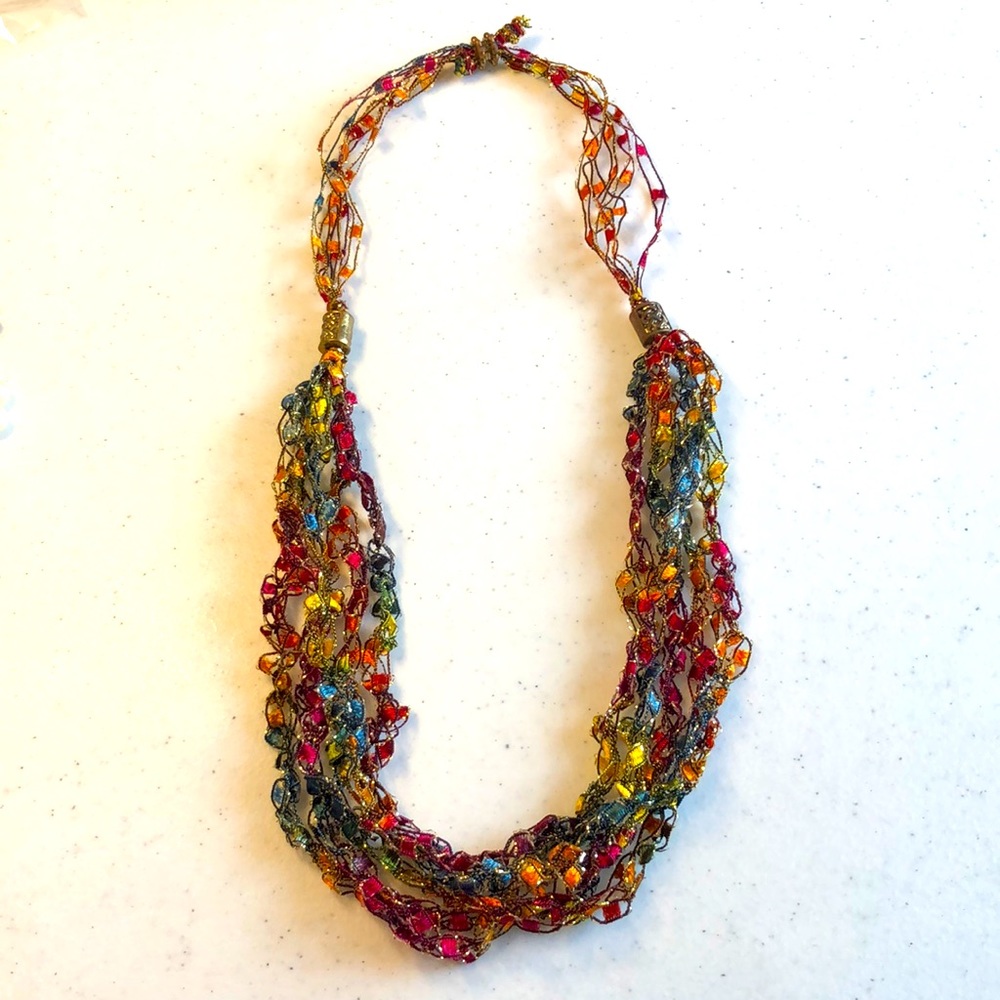 Warm Fall Colors Yarn Adjustable Necklace